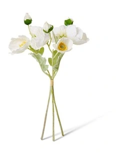 Poppy Bundle Real Toucmh in White 35cm