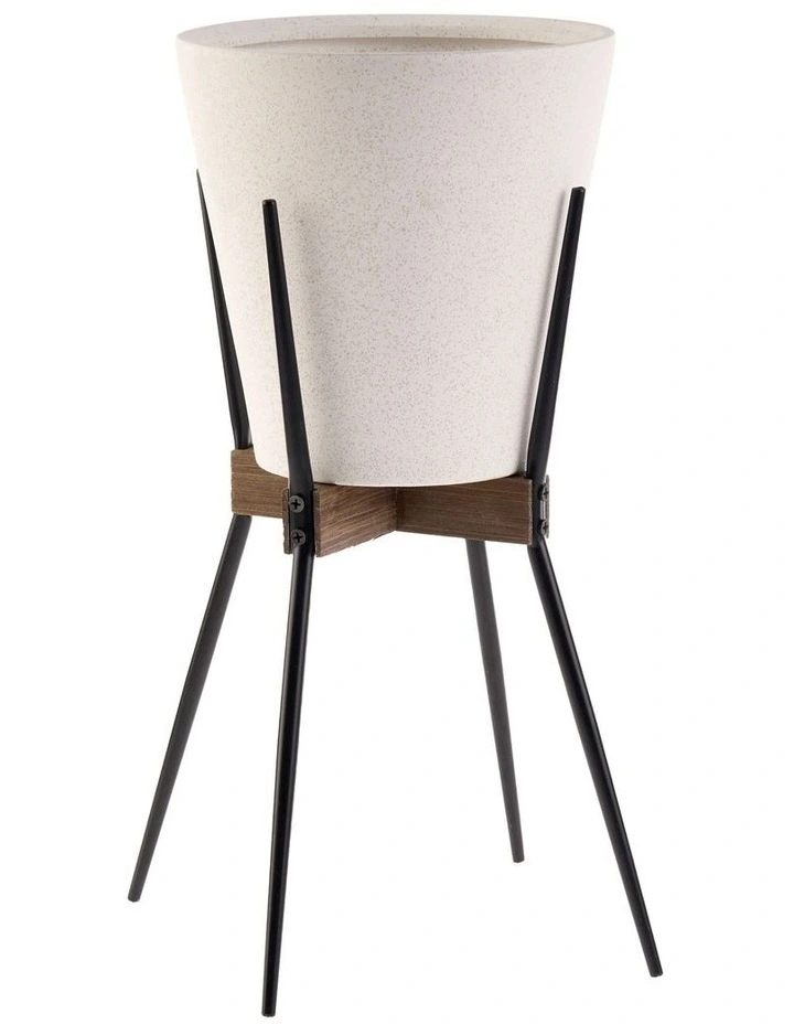 Moon Planter Pot With Stand in White image 1