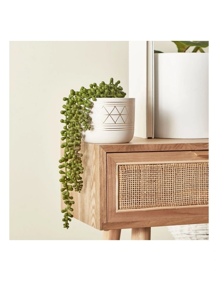 Artificial Potted String of Pearls Plant in Ceramic Pot 40cm in White/Green image 2