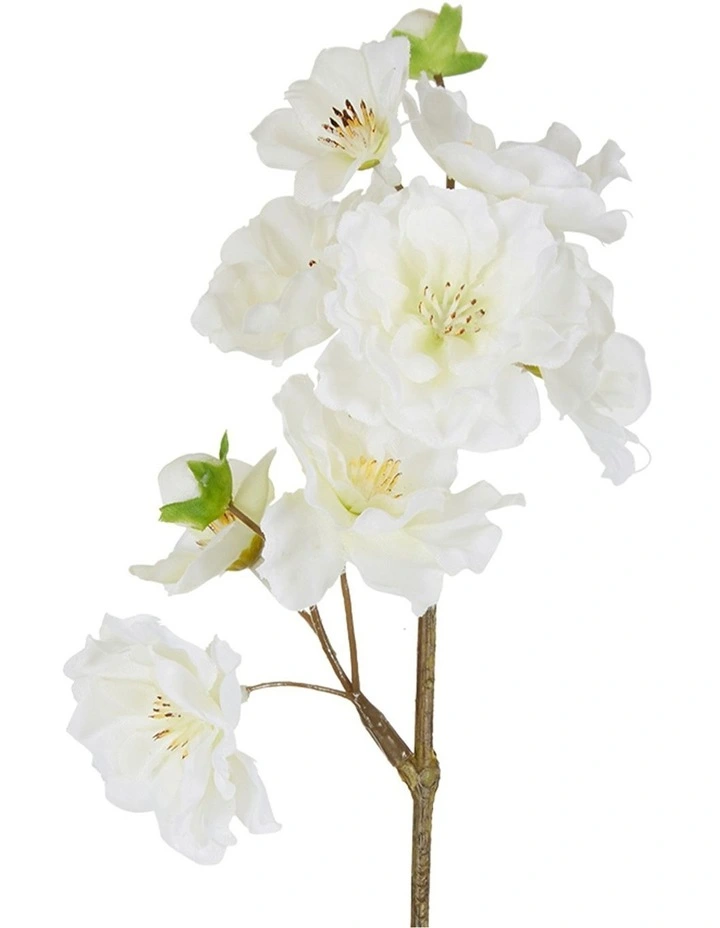 Blossom Spray Flowers 84cm in White/Green image 2