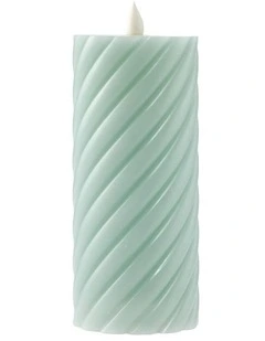salt&pepper Flame Swirl LED Flickering Candle 17cm in Faded Gum