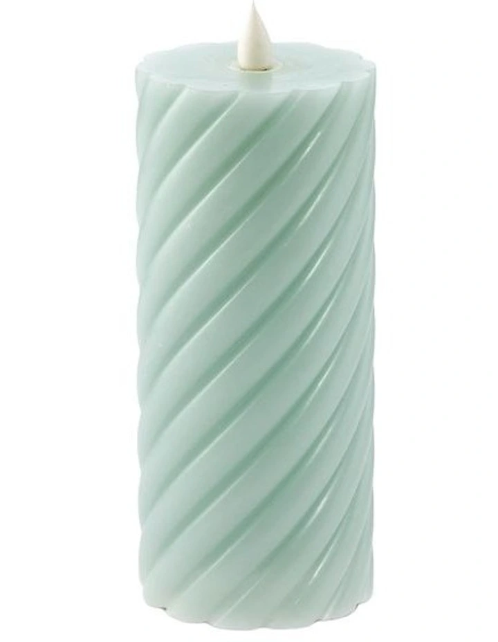 salt&pepper Flame Swirl LED Flickering Candle 17cm in Faded Gum image 2