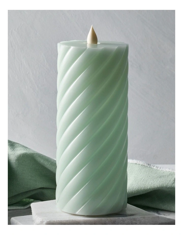 salt&pepper Flame Swirl LED Flickering Candle 17cm in Faded Gum image 3