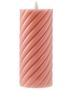salt&pepper Flame Swirl LED Flickering Candle 17cm in Rose Dust