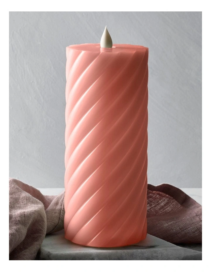 salt&pepper Flame Swirl LED Flickering Candle 17cm in Rose Dust image 3