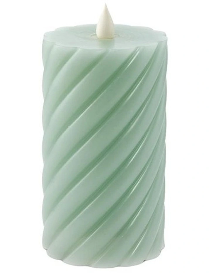 salt&pepper Flame Swirl LED Flickering Candle 13cm in Faded Gum image 2