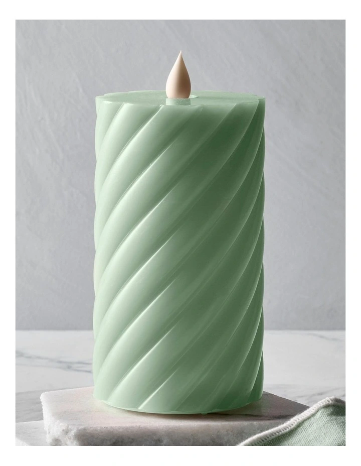 salt&pepper Flame Swirl LED Flickering Candle 13cm in Faded Gum image 3
