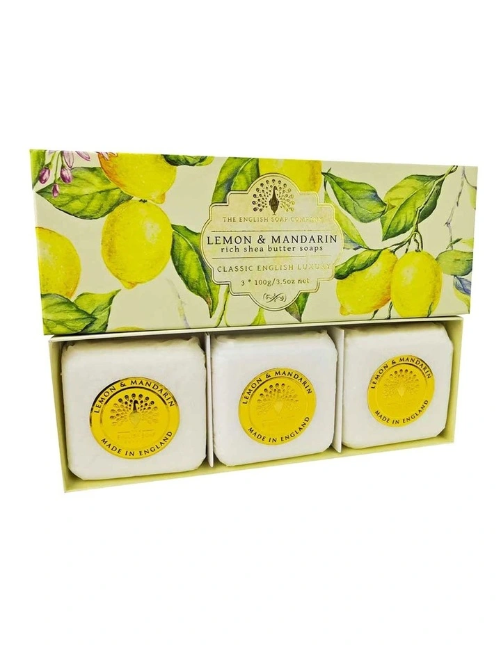 Lemon and Mandarin Gift Set Soap Bars 3x100g in white image 1