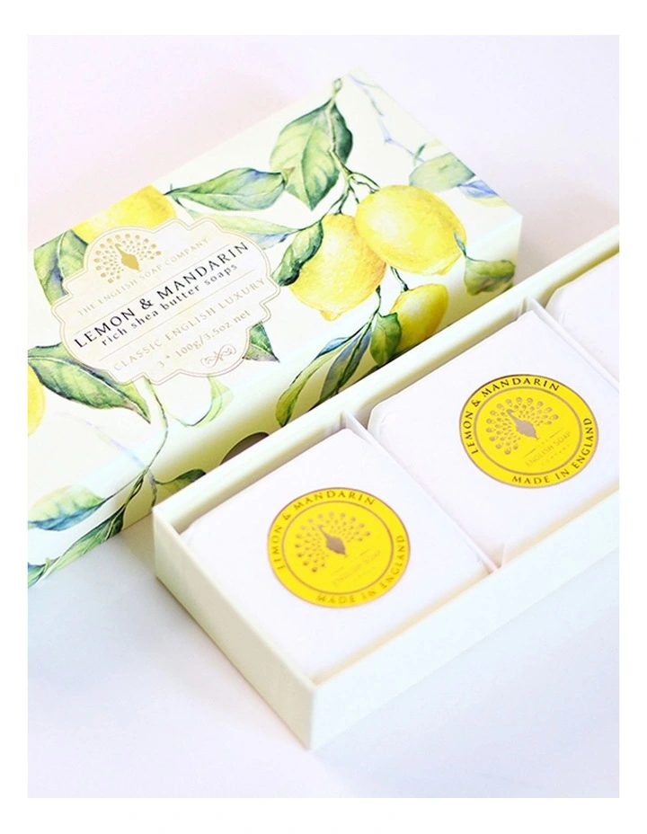 Lemon and Mandarin Gift Set Soap Bars 3x100g in white image 5