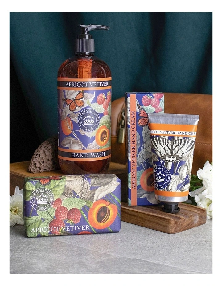 Royal Kew Gardens Apricot Vetiver Hand Cream, Soap And Wash Bundle image 2