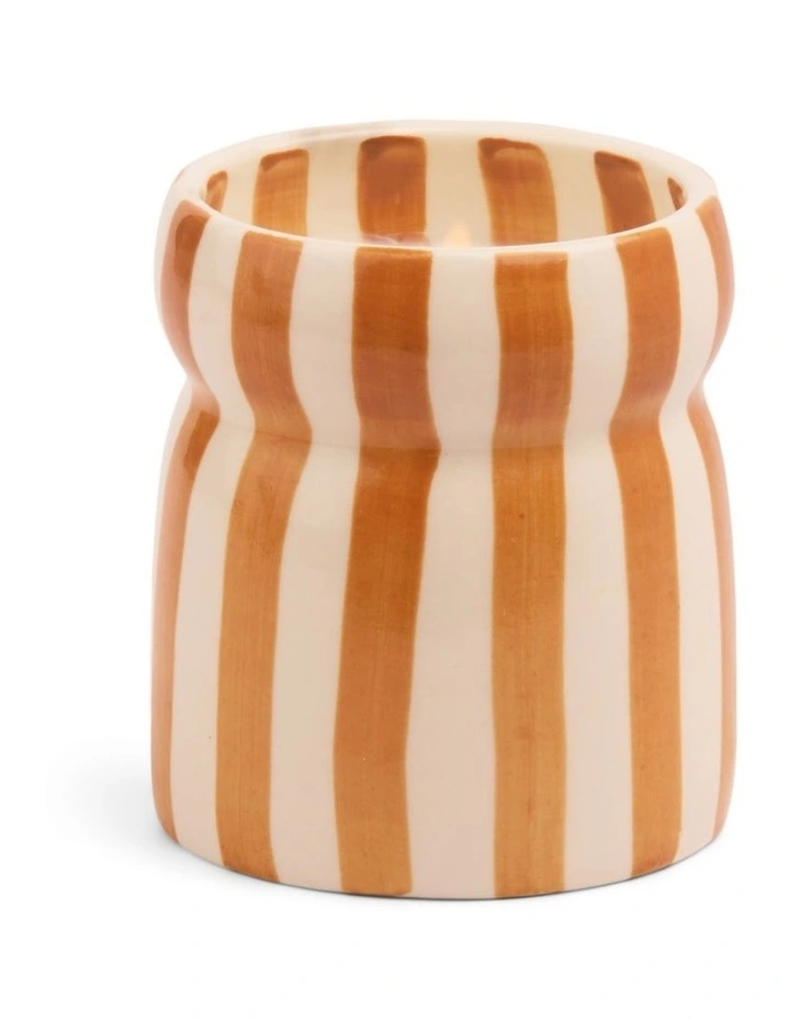 Cabana Rust Striped Ceramic Candle image 2
