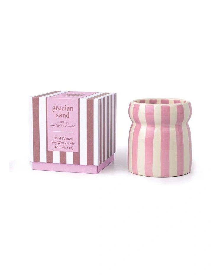 Cabana Striped Ceramic Candle image 1