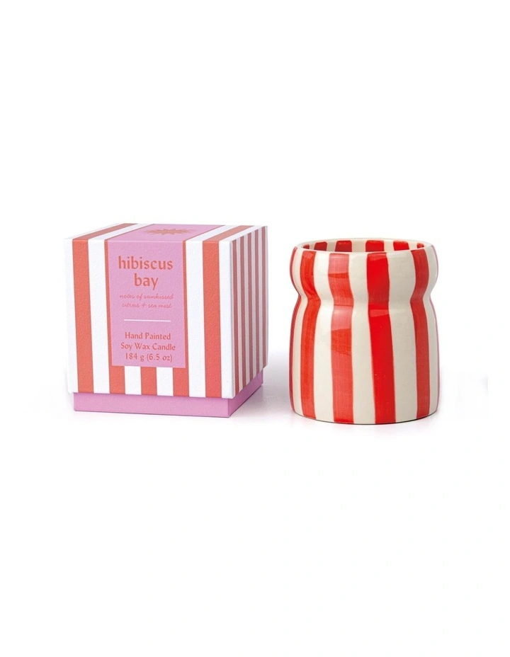 Cabana Striped Ceramic Candle image 1