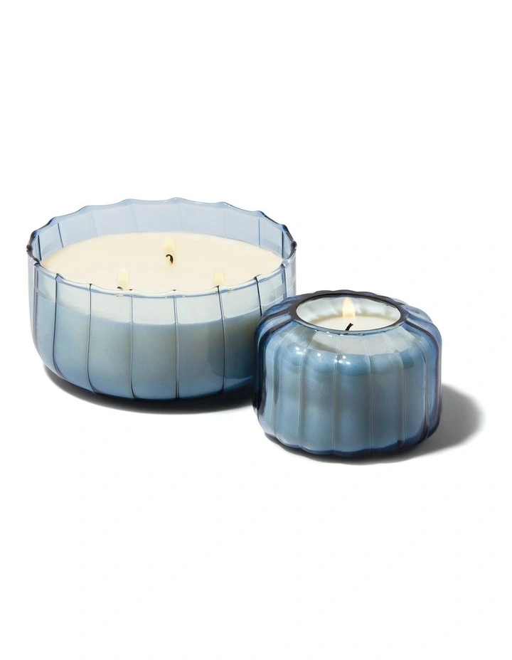 4.5 OZ. Ripple glass candle  - Peppered Indigo image 2