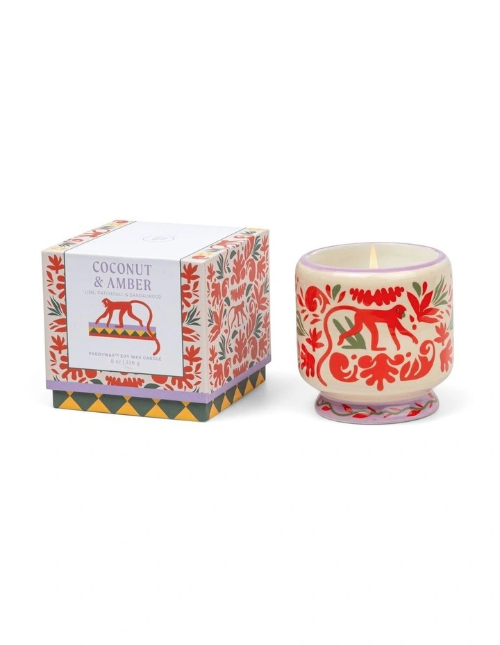 Adopo 8 oz./226g Jungle Ceramic Candle - Coconut & Amber image 1