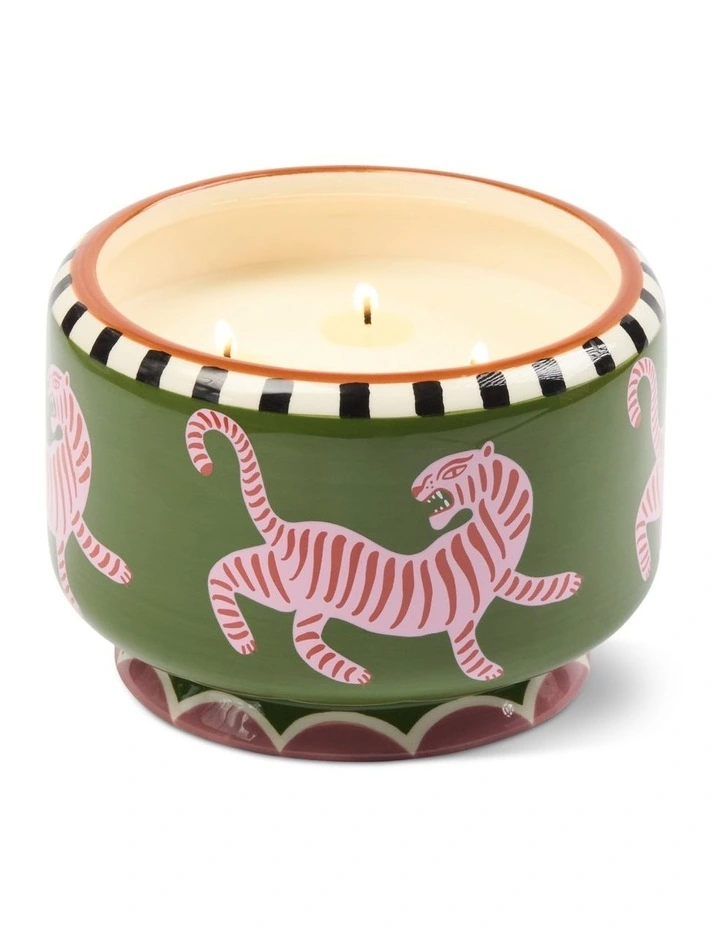 A dopo 24 oz Ceramic Tiger Candle - Black Cedar & Fig image 1