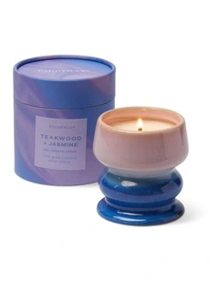 Melt 8.5oz Ombre Reactive Dyed Ceramic Candle with Printed Box in Teakwood & Jasmine