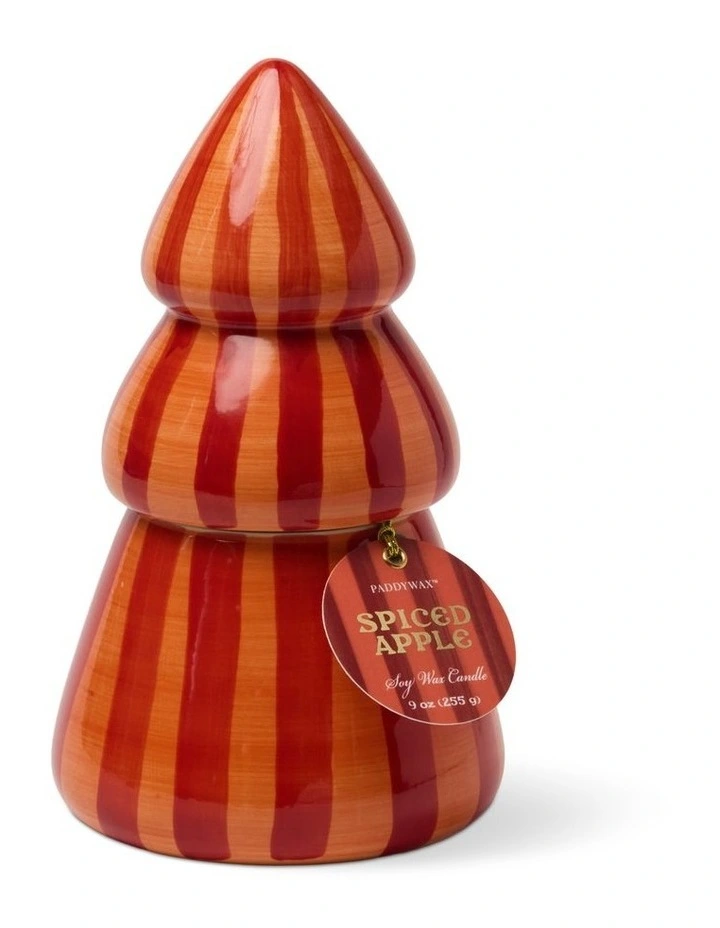 Cabana Christmas 9oz Hand Painted Striped Tree - Spiced Apple image 1