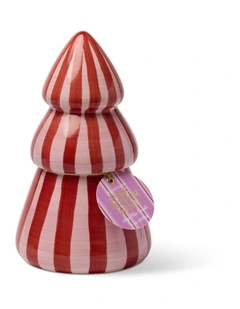 Cabana Christmas 9oz Hand Painted Striped Tree in Pink Peppermint