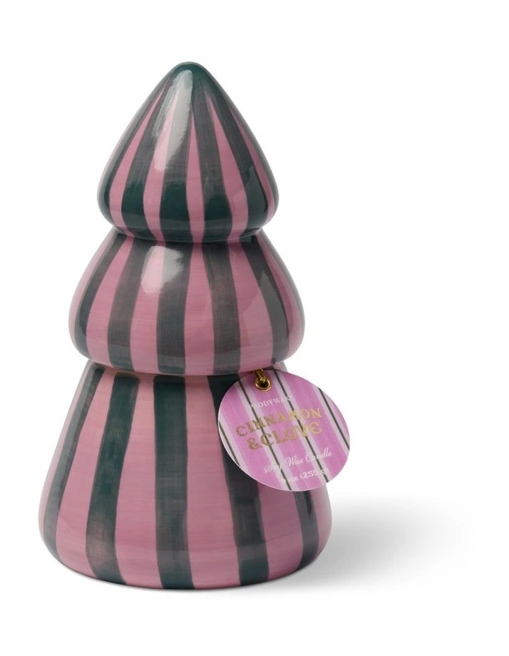Cabana Christmas 9oz Hand Painted Striped Tree - Cinnamon & Clove image 1