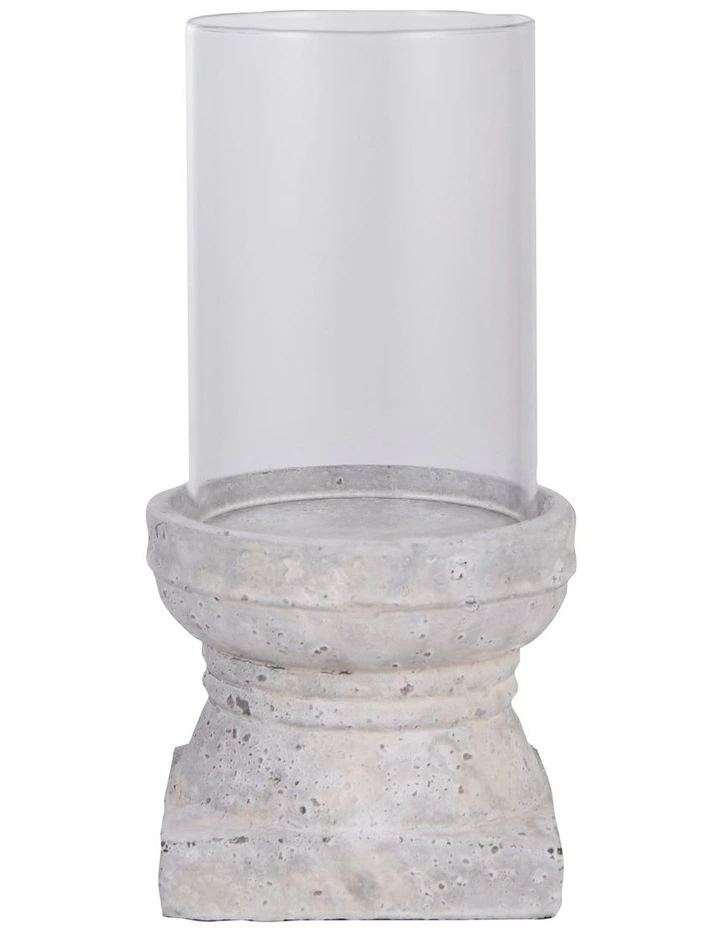 Amalfi Cara Cement With Glass Candle Holder In White MYER