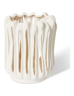 Nisha Candle Holder in White 28cm