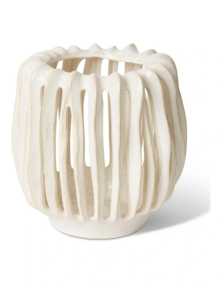 Onyeka Tall Candle Holder 22cm in White image 2