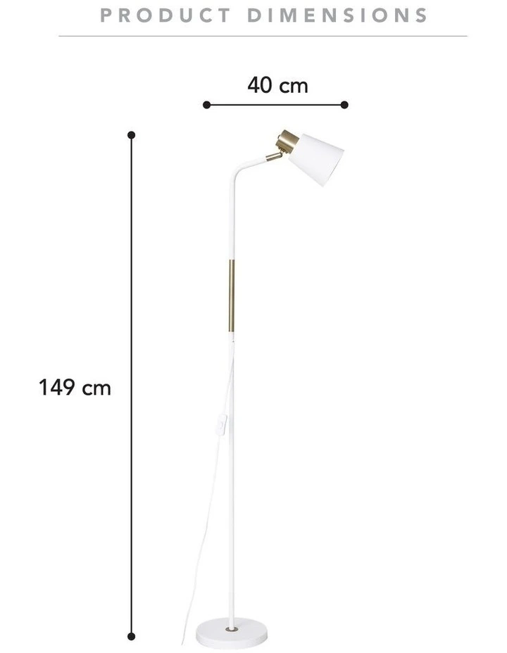 Avi Floor Lamp 149cm in White image 3