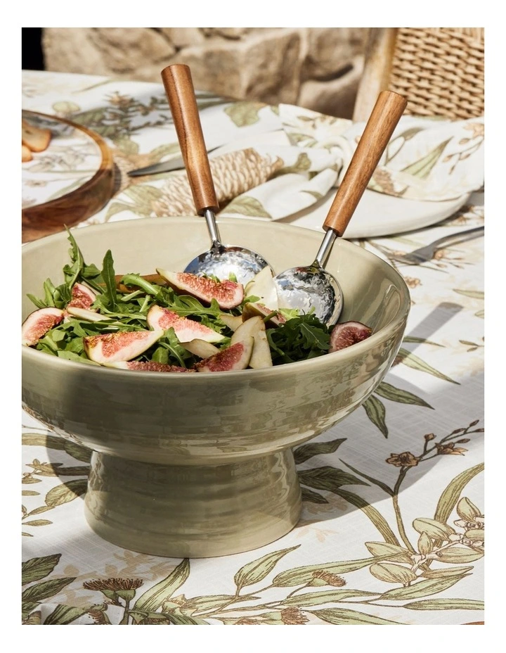 Ceramic Pedestal Bowl D30XH17cm in Sage Green image 2