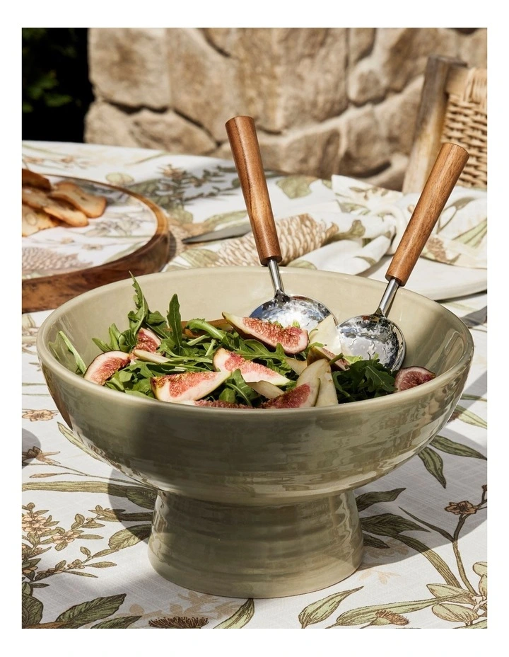 Ceramic Pedestal Bowl D30XH17cm in Sage Green image 3