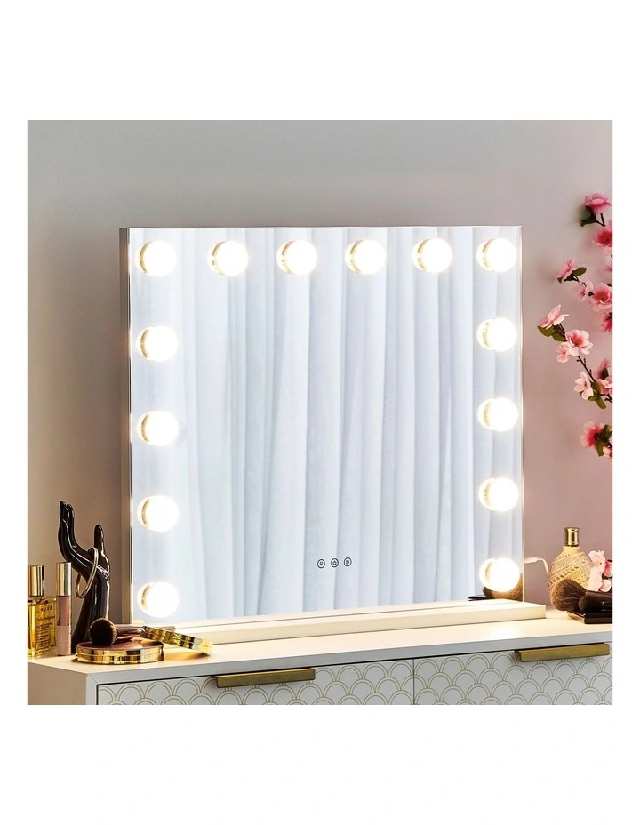 Hollywood LED Large Rectangle Vanity Mirror 57cm in Clear image 2