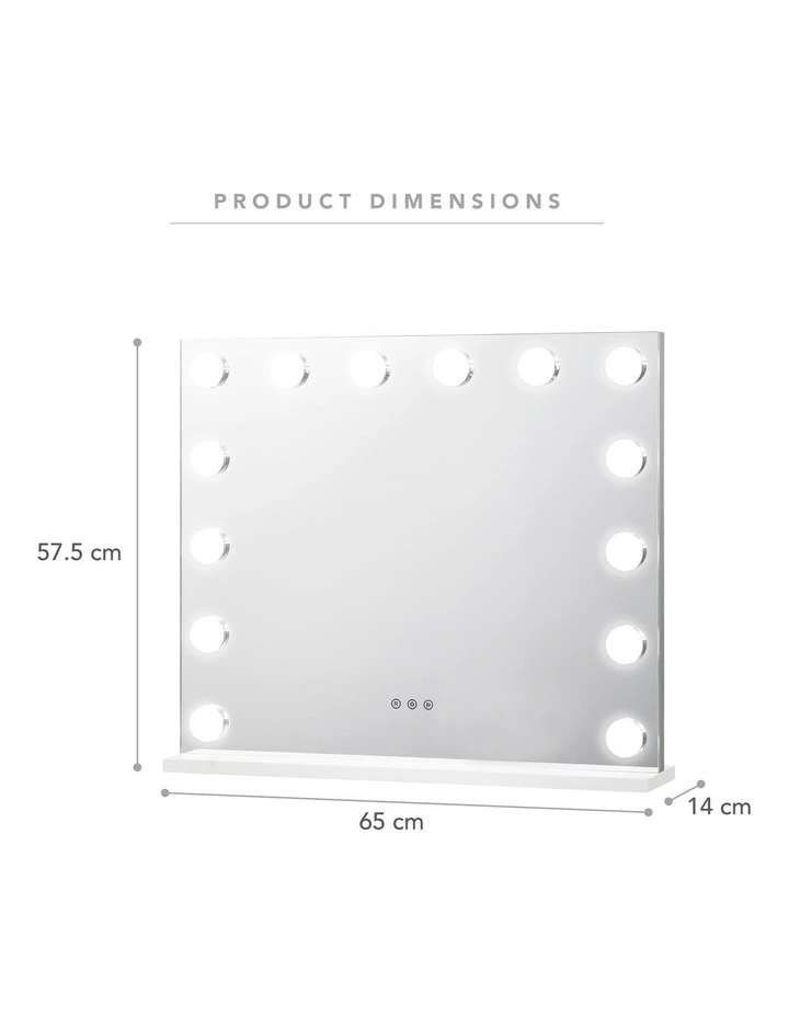 Hollywood LED Large Rectangle Vanity Mirror 57cm in Clear image 3