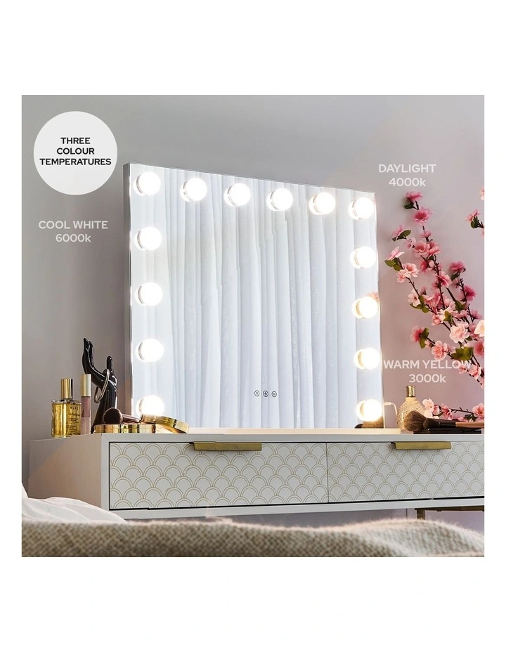 Hollywood LED Large Rectangle Vanity Mirror 57cm in Clear image 4
