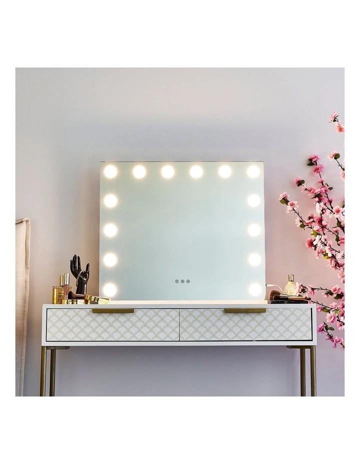 Hollywood LED Large Rectangle Vanity Mirror 57cm in Clear image 5