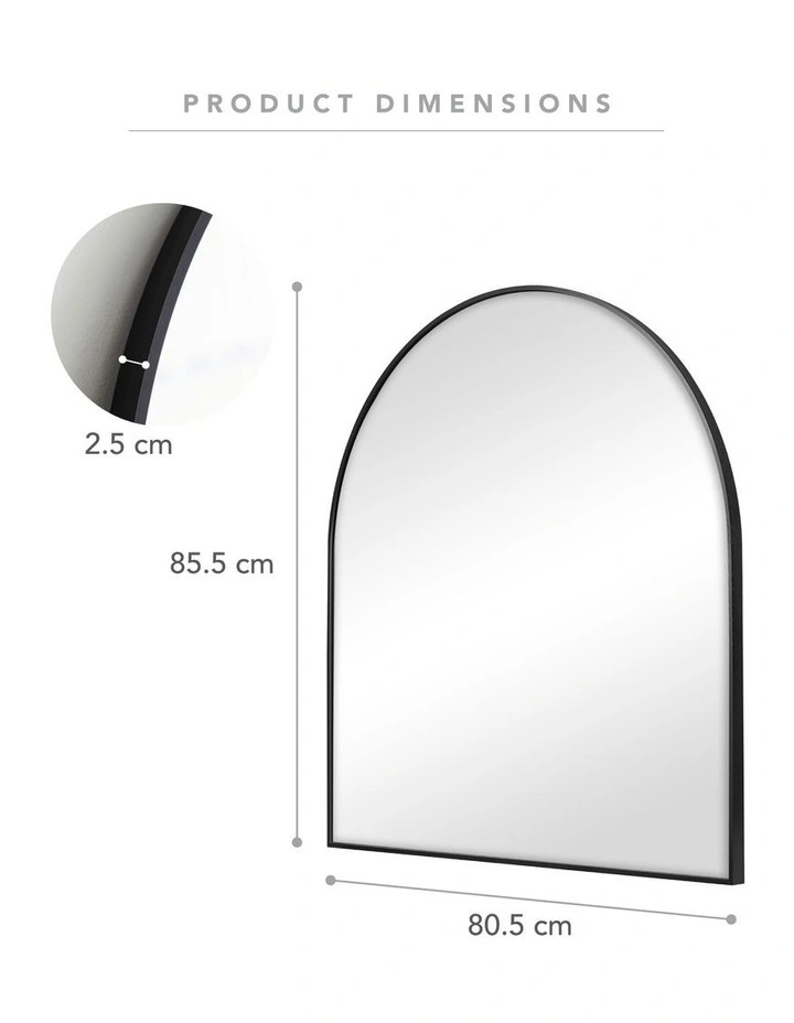 Naomi Large Arch Mirror 85cm in Black image 3