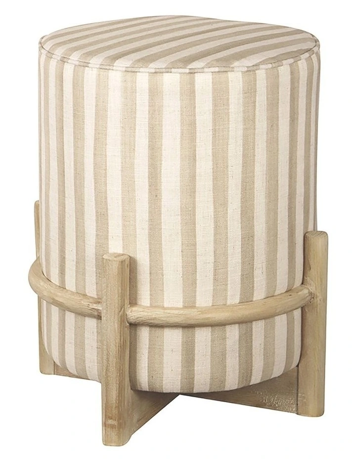 Taylor Stripe Sand Ottoman in Neutral image 1