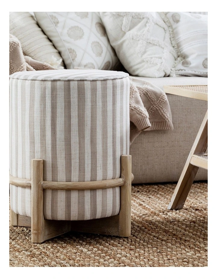 Taylor Stripe Sand Ottoman in Neutral image 2