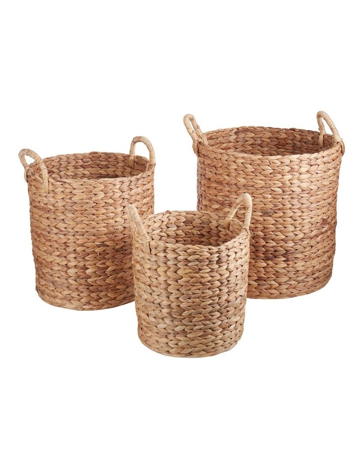 Arrow Weave Water Hyacinth Tall Baskets Set of 3 in Natural