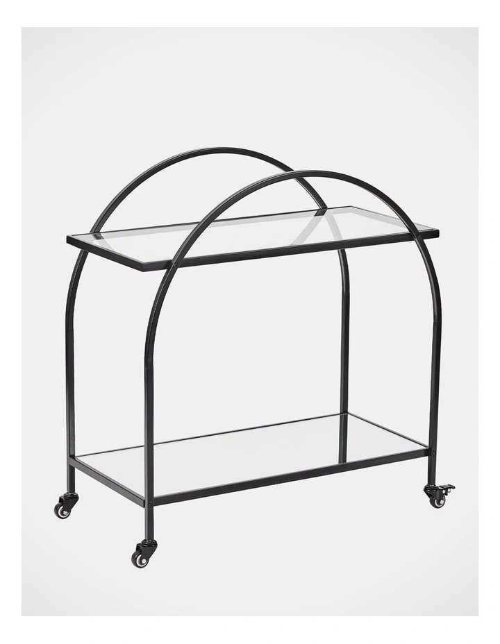 Otis 86cm Steel Arch Bar Cart in Black image 1