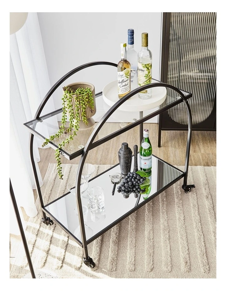 Otis 86cm Steel Arch Bar Cart in Black image 6