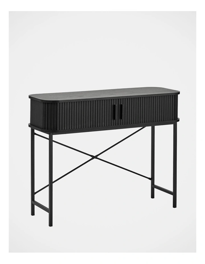 Haven Sliding Door Console Table 100cm in Black image 1