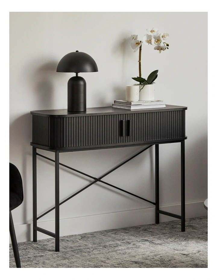 Haven Sliding Door Console Table 100cm in Black image 2