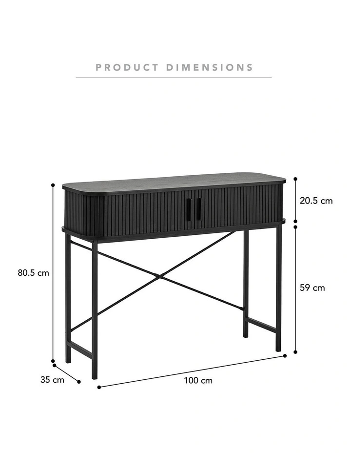Haven Sliding Door Console Table 100cm in Black image 3