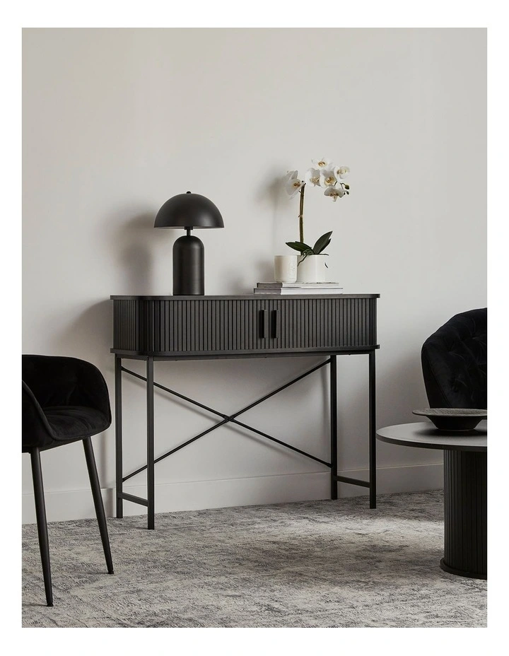 Haven Sliding Door Console Table 100cm in Black image 5