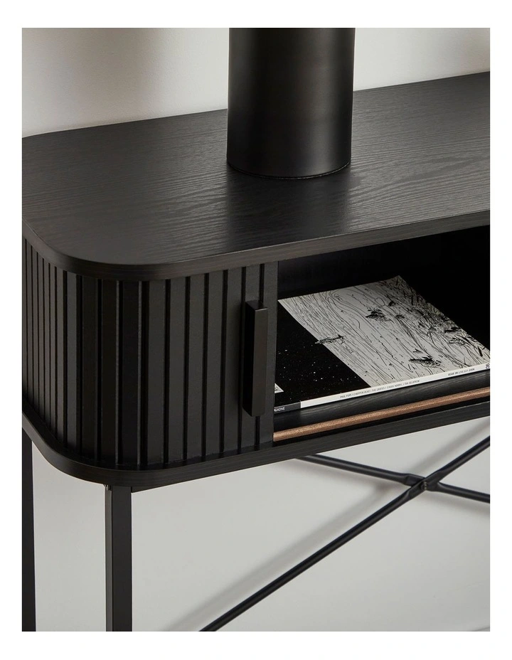 Haven Sliding Door Console Table 100cm in Black image 6