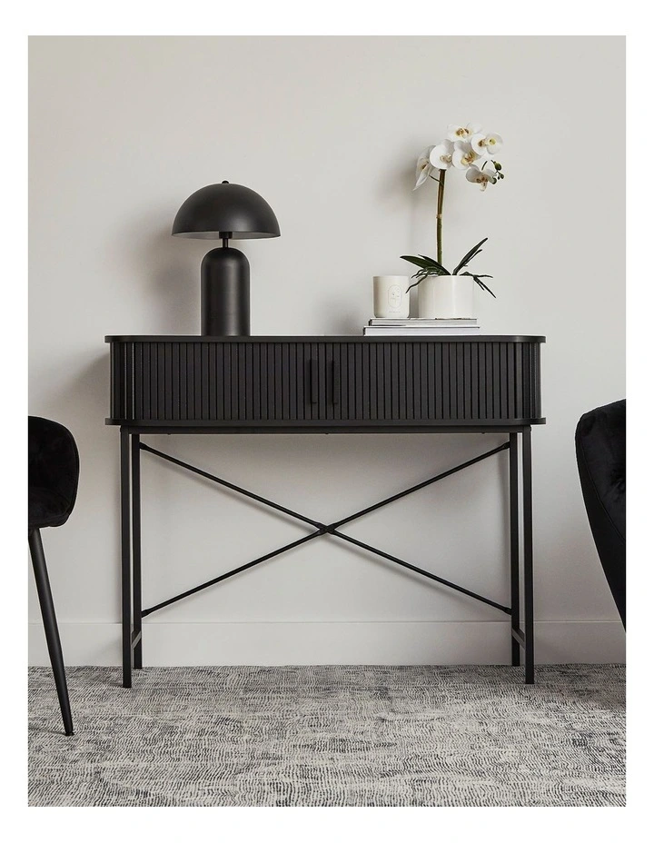 Haven Sliding Door Console Table 100cm in Black image 7