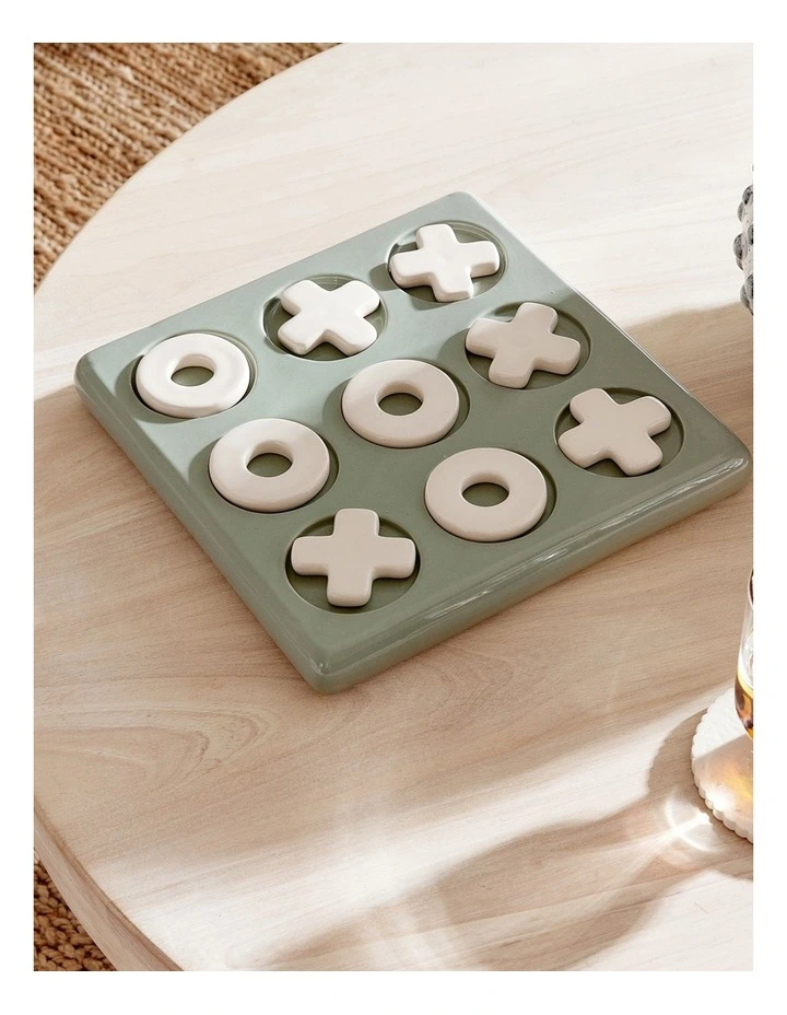 Ceramic Tic Tac Toe 26X26X3.5cm in Blue/White image 2