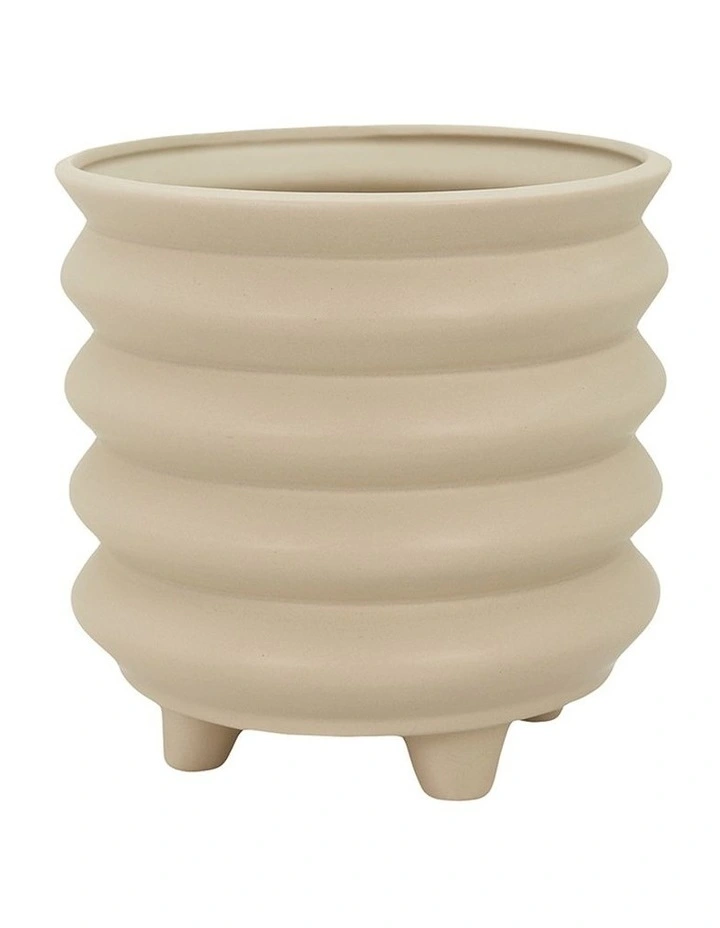 Bonnie Ribbed Planter 19x18.5cm Cream image 1