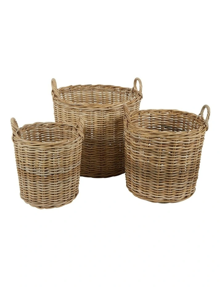 Nambo Rattan Round Basket Set of 3 in Brown image 1