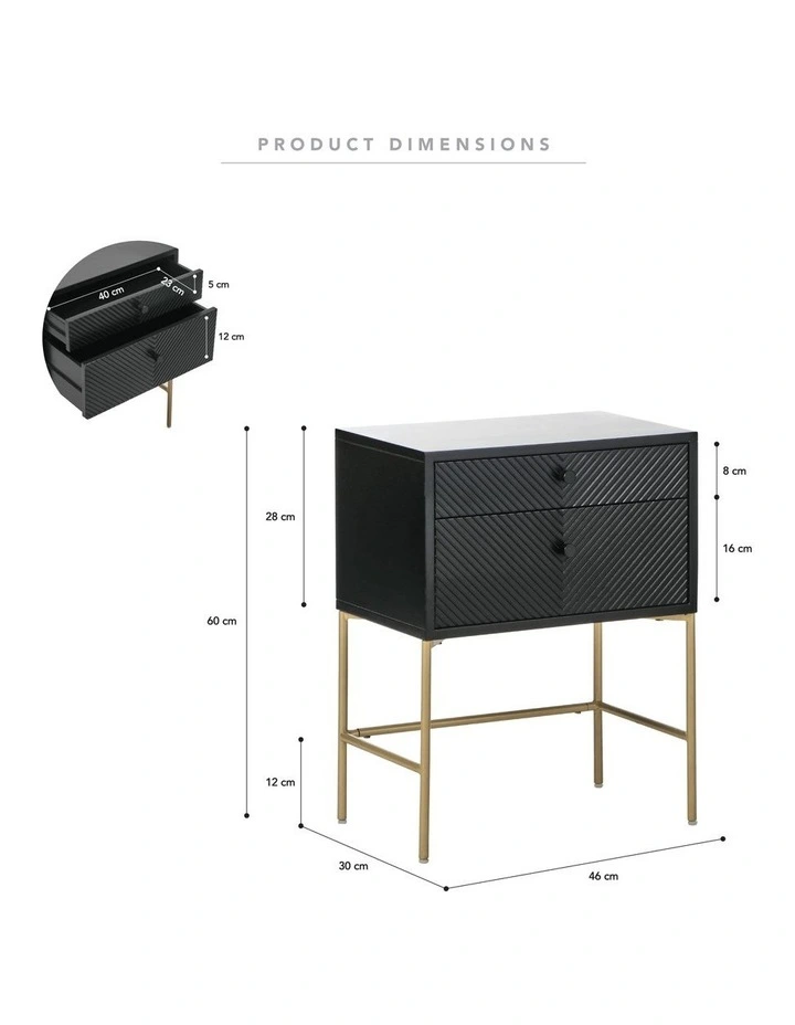 Chelsea Bedside Table in Black image 3
